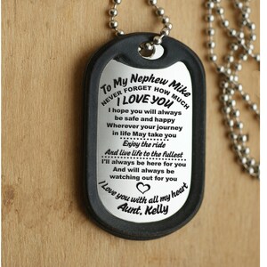 Nephew Custom gift son army Dog tag To My Son military Necklace daughter Gift From Mom Dad aunt gift idea gift for nephew kid Family Gifts