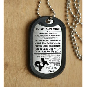 Custom Dog tag, To My Son Pendant Necklace, Son Gift From Mom, son pendant necklace, gift for son, mens gift idea, gifts for him, boys gift