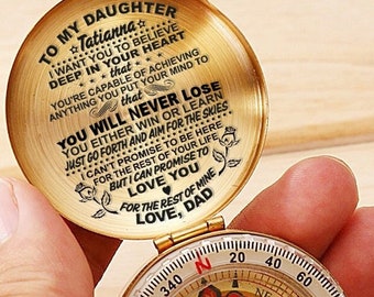 Engraved Compass, To my daughter gift idea, my daughter mam dad gift, custon compass,  grandson gifts, mens bonus gift, personalized compass