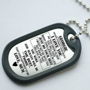 Custom name Mens poem Dog tag, To My Son grandson daughter Pendant Necklace, Gifts From Mum DAD, birthday graduation gift for him, boys gift