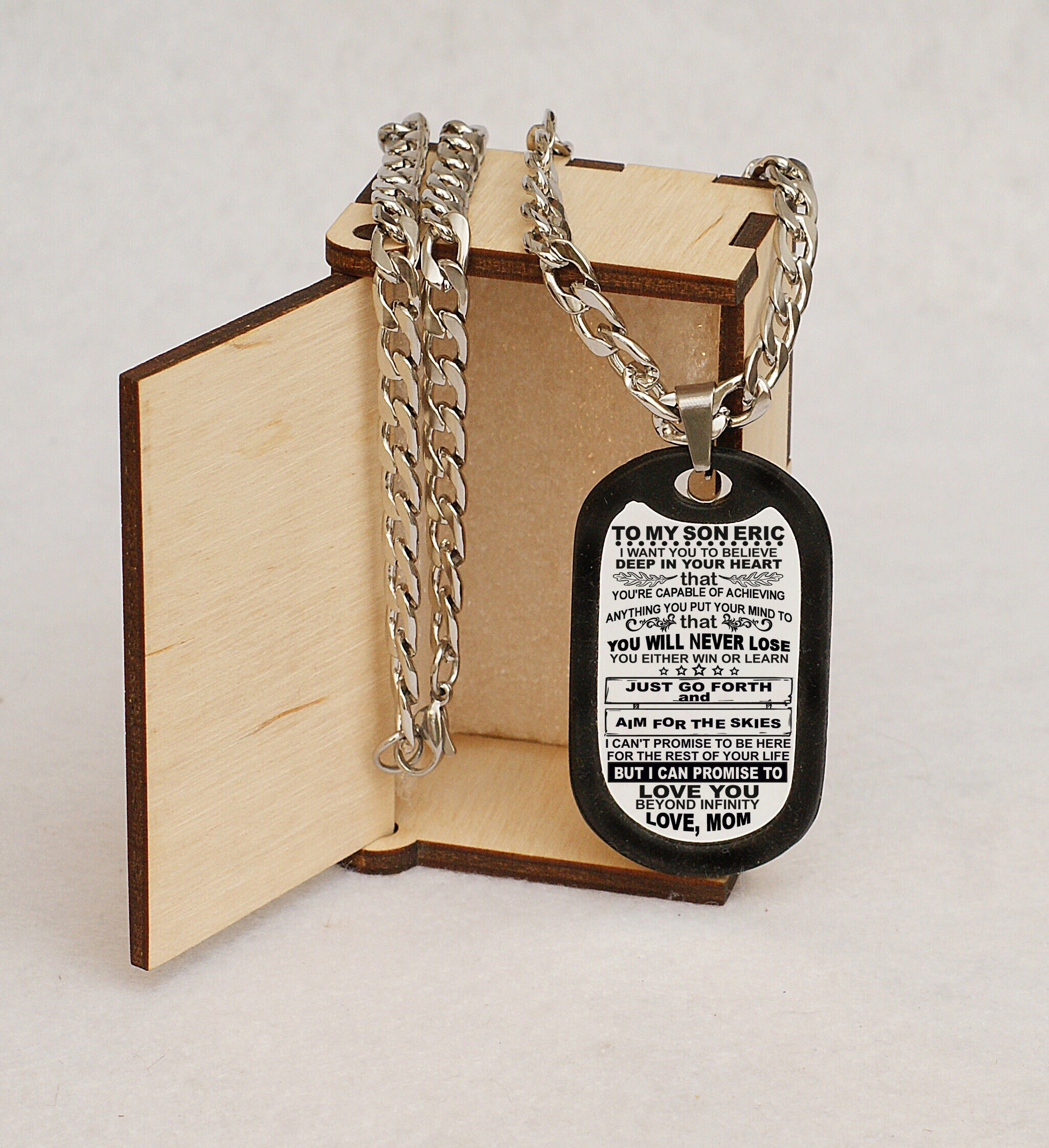 To My Son Dog Tag Necklace From Mom - Inspirational Stainless Steel Gift For Son, Birthday, Christmas