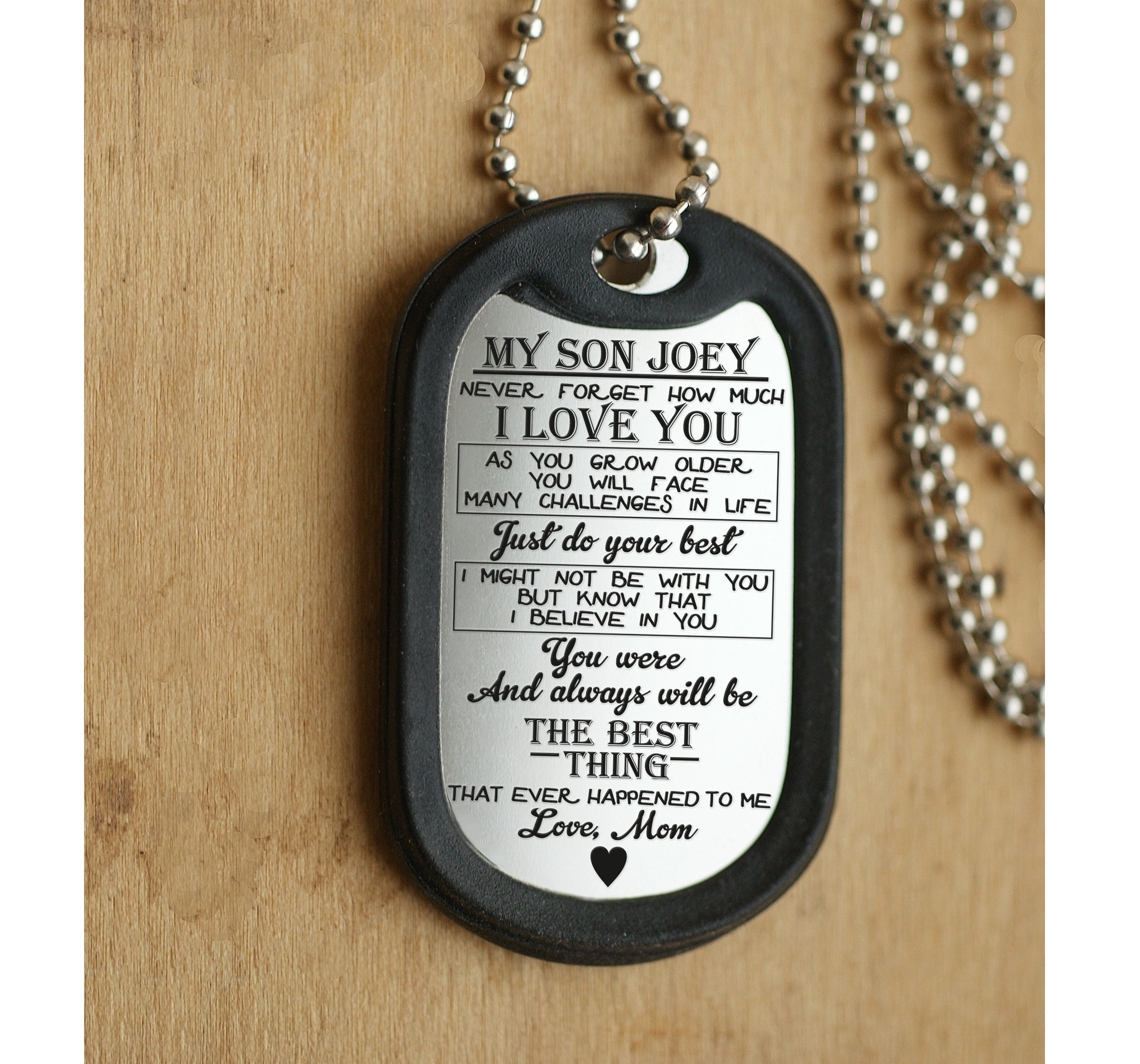 Personalized dog shop tags for son