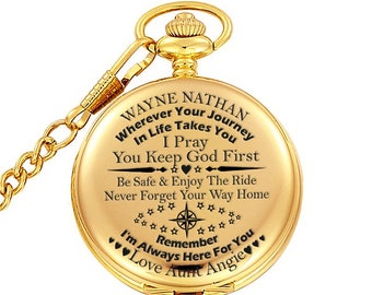 Personalized Engraved Pocket Watch, to my nephew birthday gift, mens gift, men's pocket watch, nephew bonus gift, nephew graduation gift