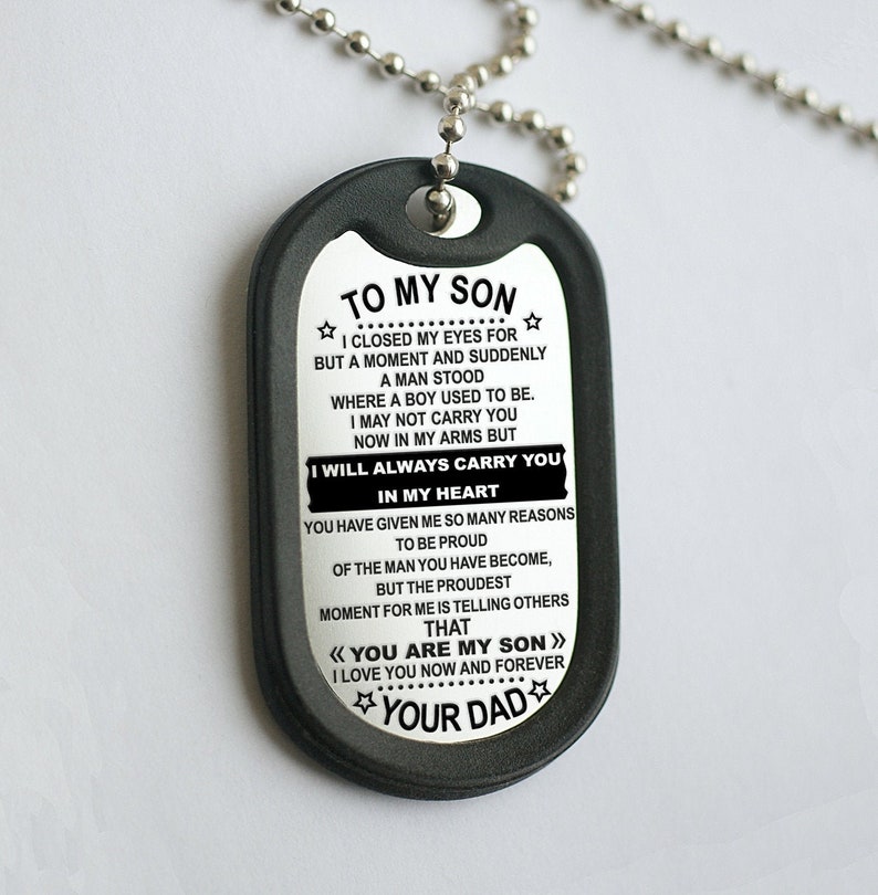 Custom Dog Tag To My Son Pendant Necklace From Dad Gift