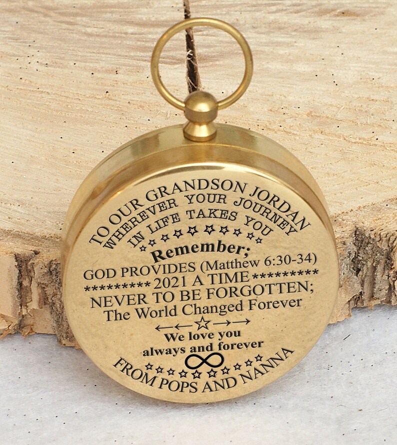 Grandson's gift idea To my grandson Custom Compass Etsy
