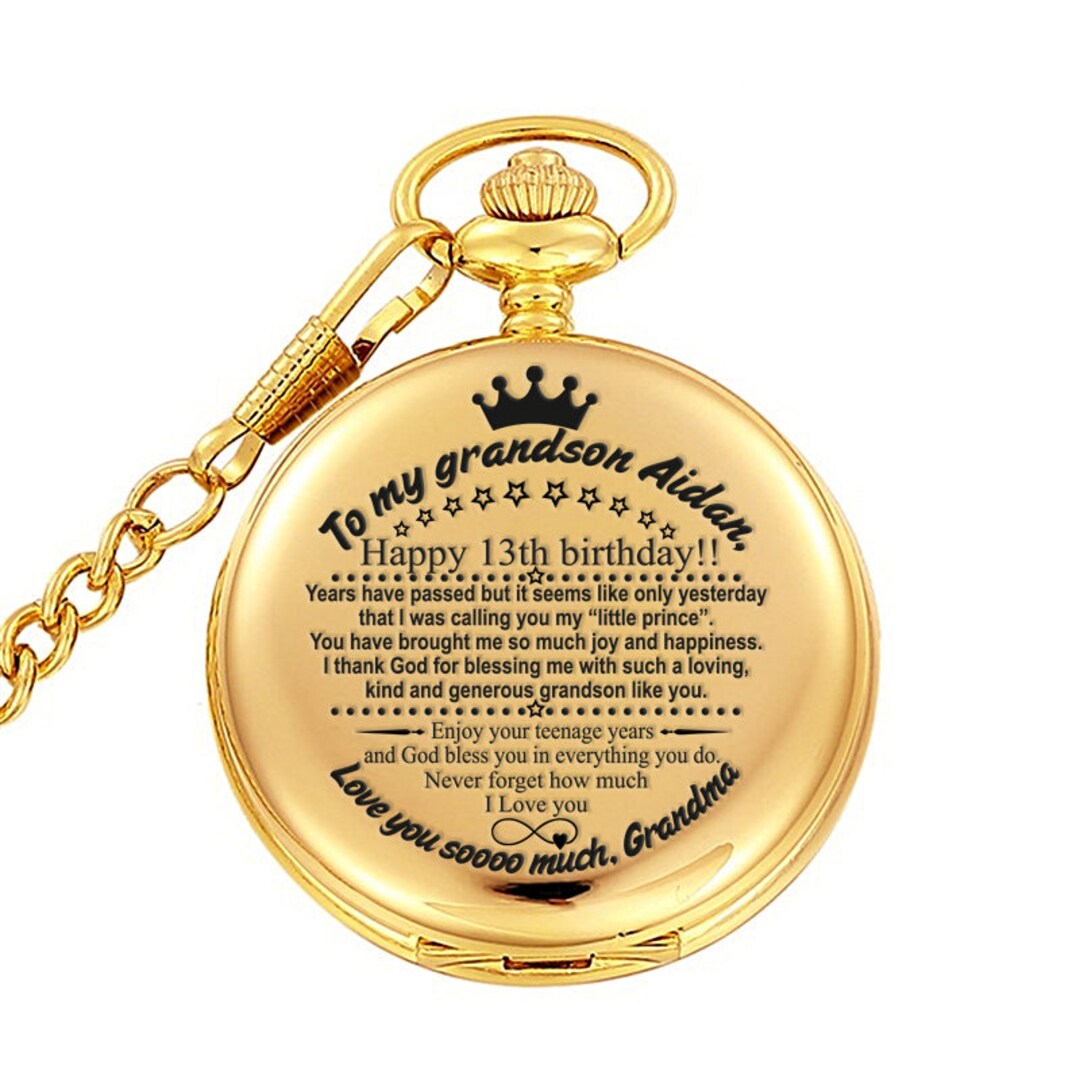 Custom Grandson Engraved Pocket Watches Men's Pocket Watch Grandson Graduation Gift Men's Gift