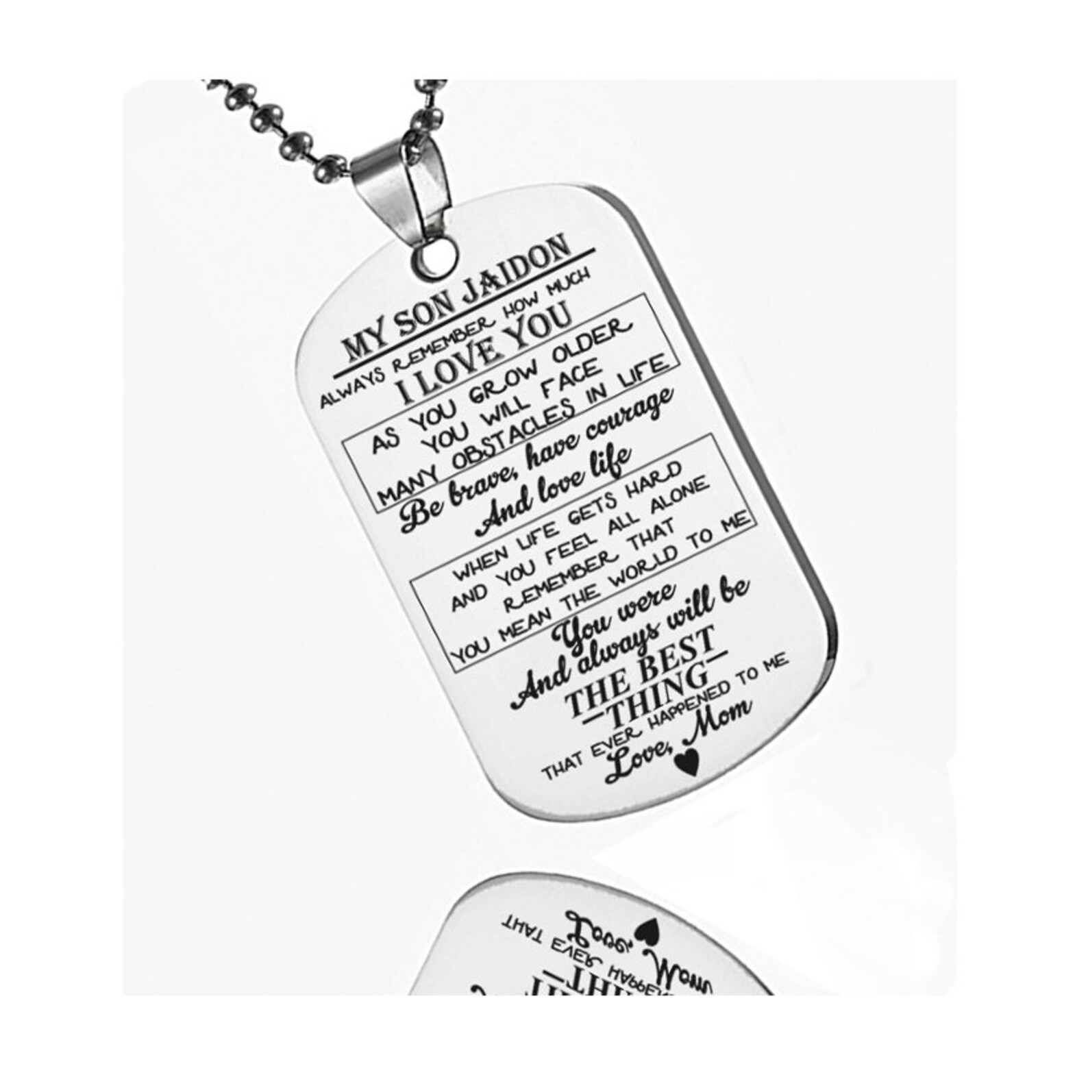 Mens dog tag necklace Custom name Gift to my son My Son gifts Etsy