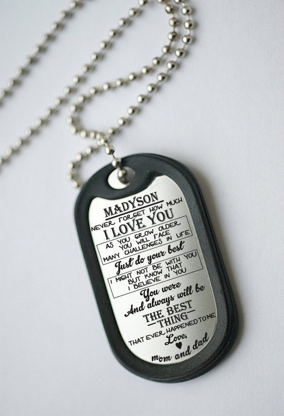 Custom Name Daughter Dog Tag Pendant Necklace, to My Daughter Poem