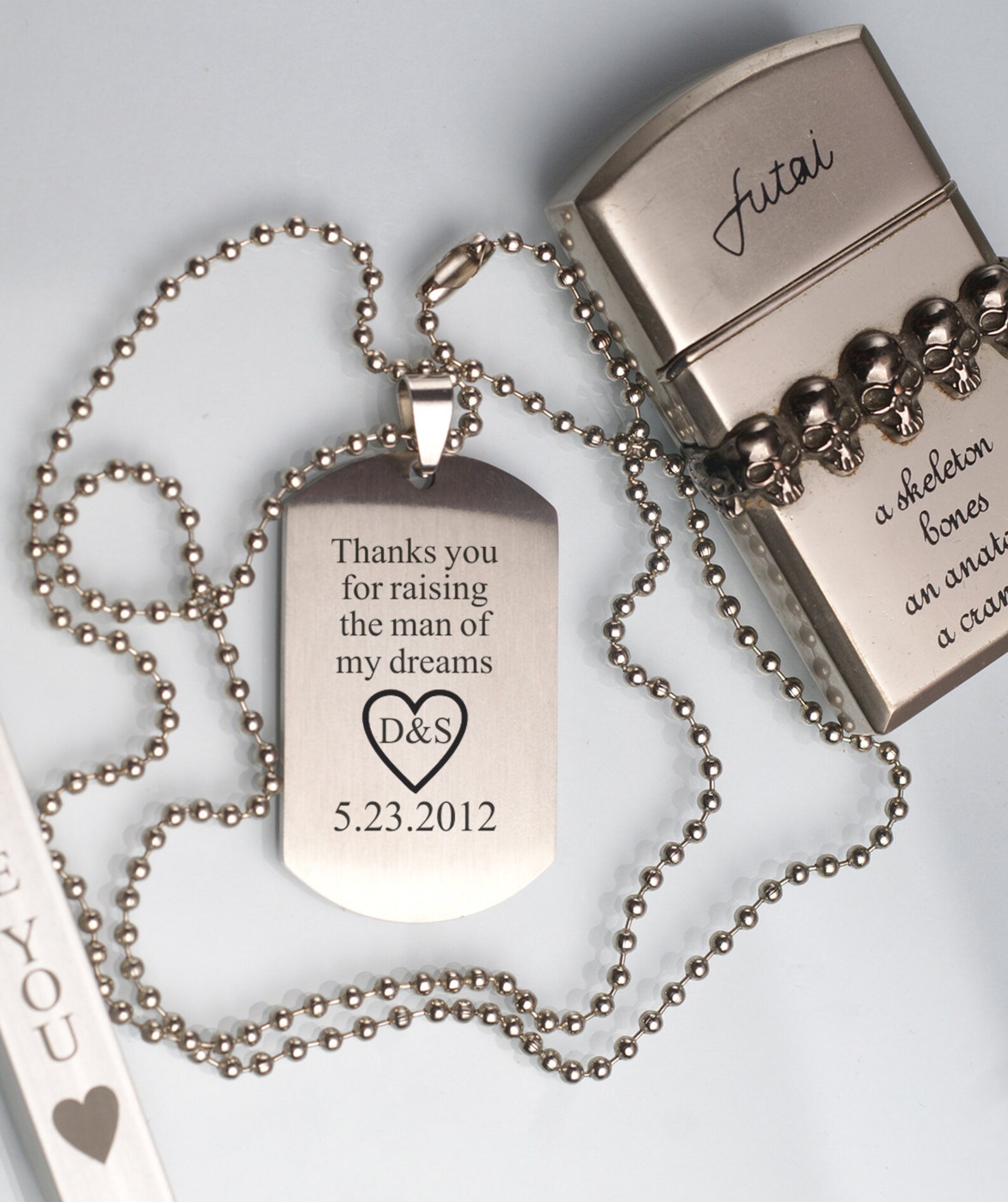 Personalized Pendant Necklace Engraved dog tag Gift box Etsy