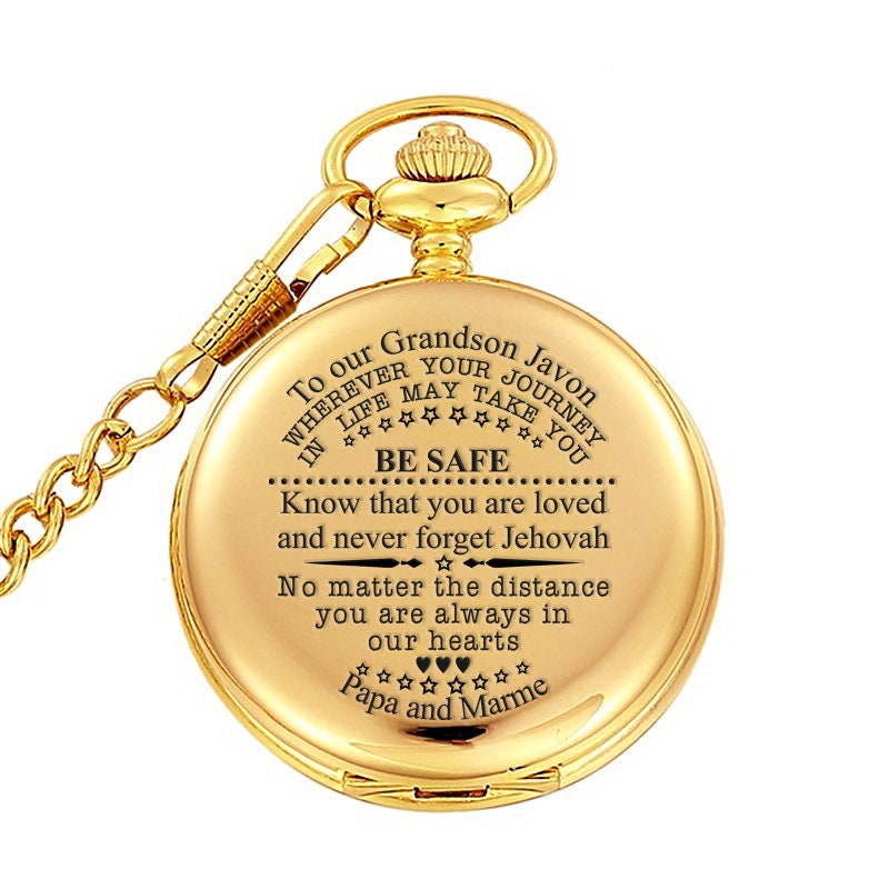 Custom to My Grandson Engraved Pocket Watches Men s Gift Grandson Graduation Gift Men s Bonus Gift to Son Grandma Grandpa My Grandson Gift Etsy UK