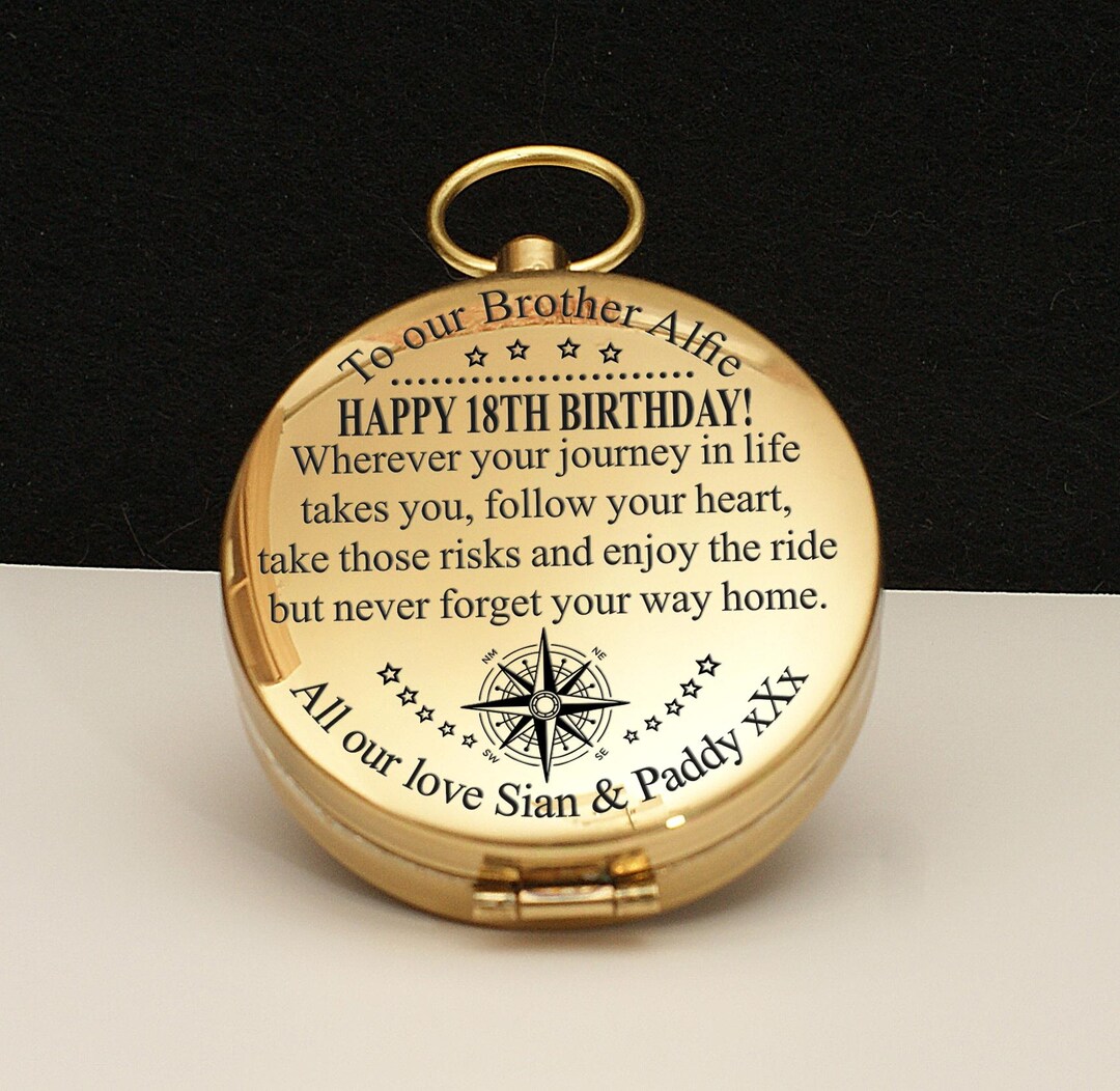 My Brother 18th Birthday, Custom Mens Birthday Compass, Personalized ...