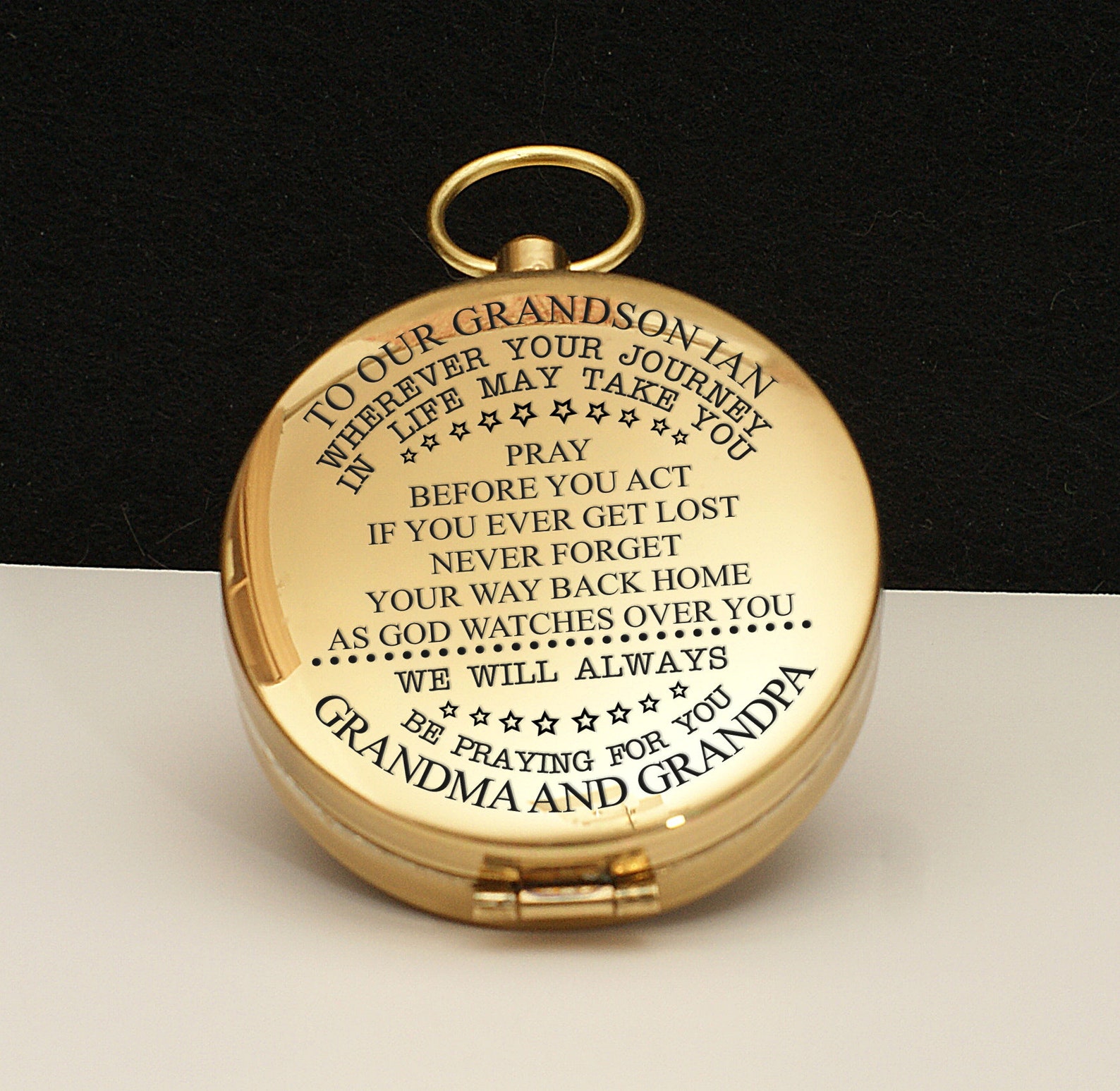 Customized Grandson Name Engraved Compass Gift From Grandma Etsy