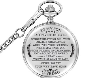 Mens Custom Pocket Watch, to My Son Gift, Son Bonus Gift, Gift for