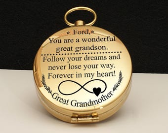 To my great grandson birthday gift,  working mens compass, personalized great grandson gift, nephew cute gift, to grandson gift, to son gift