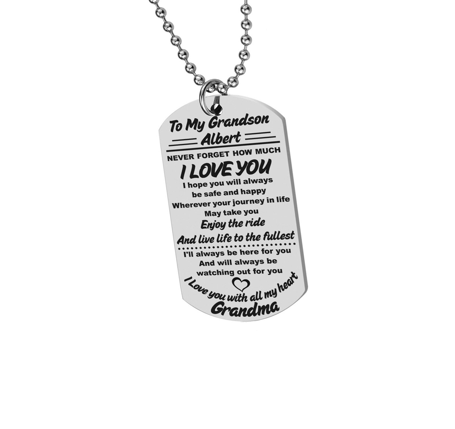 grandson dog tag necklace grandson dog tag necklace
