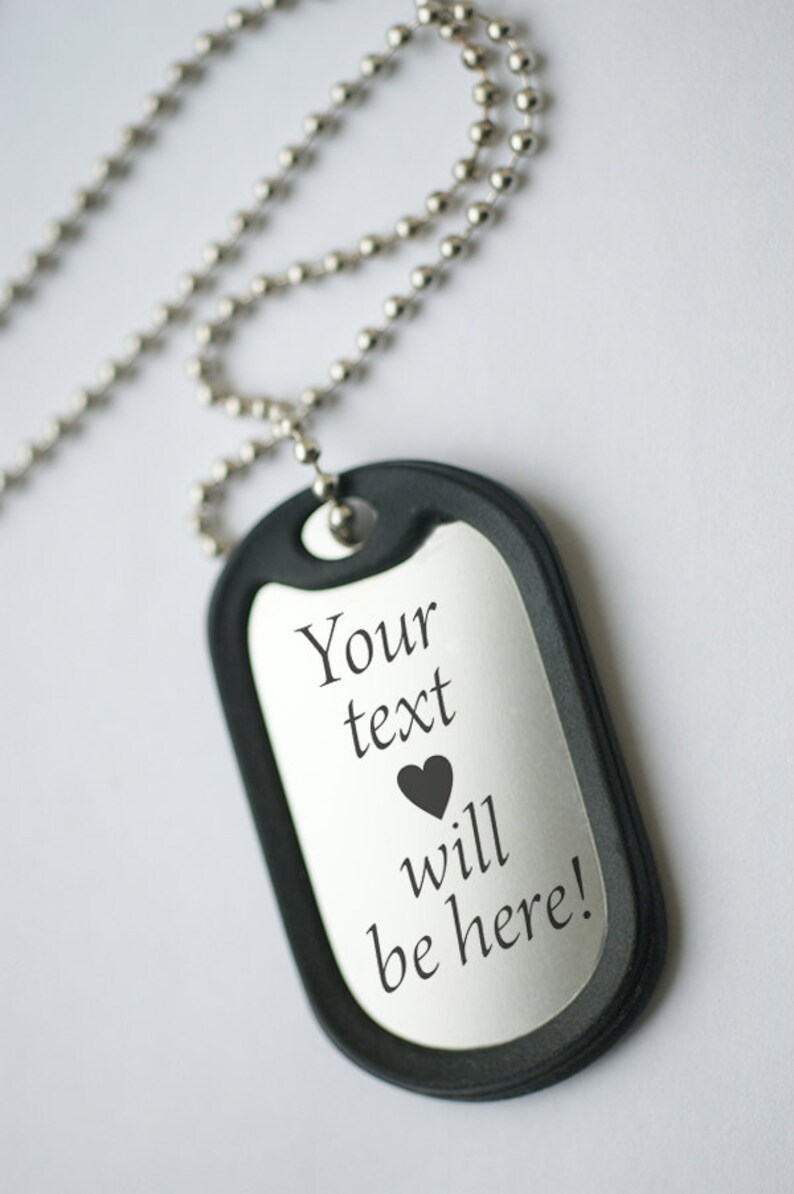 Anniversary Dog Tag Personalized Mens Pendant Necklace Chain Gift Box Men Women Personal