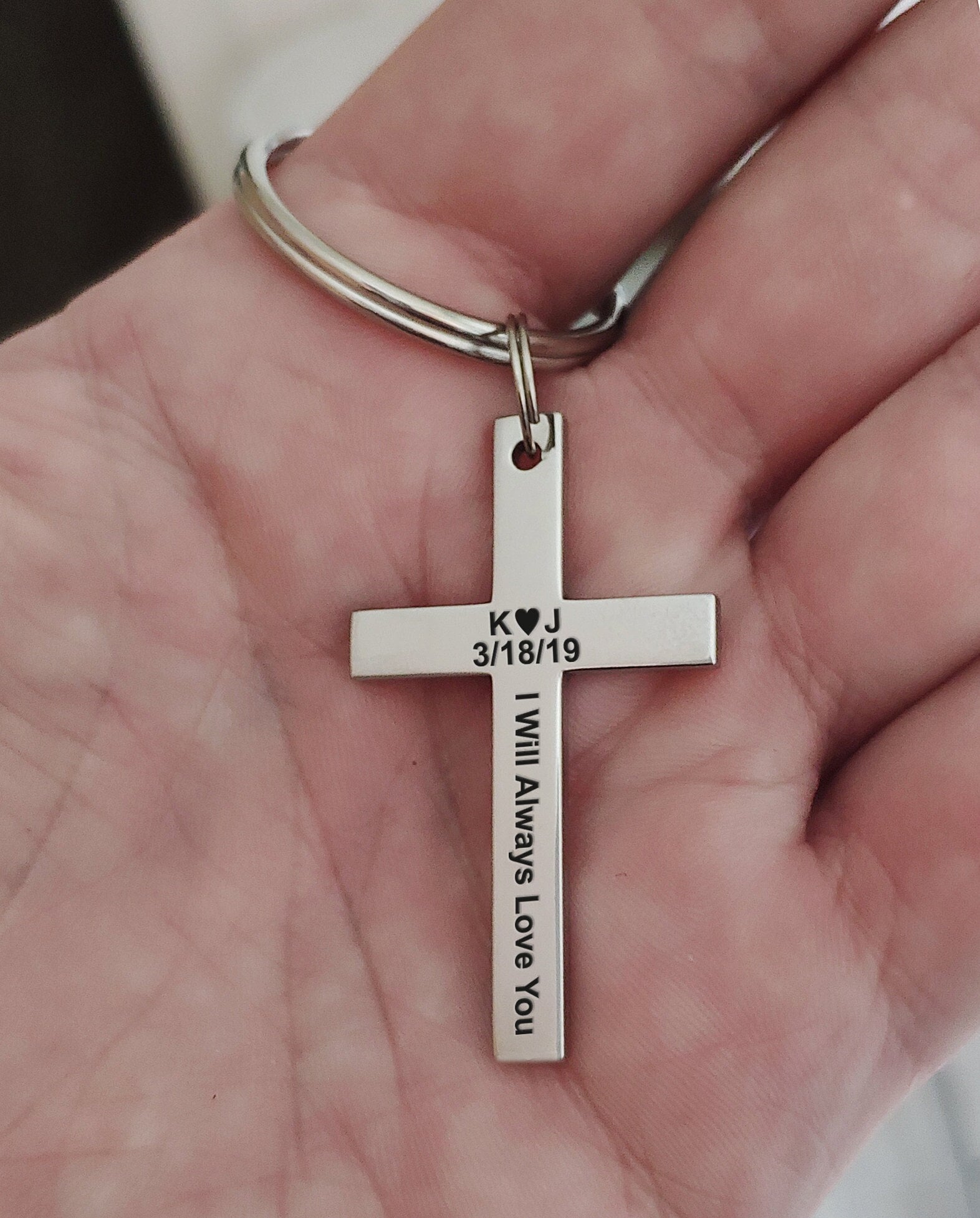 Silver Cross Keychain