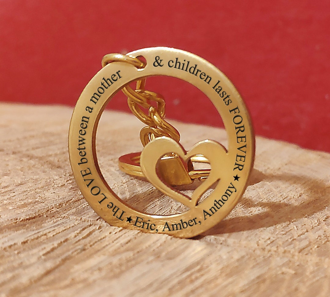 Gold Mom Keychain, Mom's Birthday Gift, Sons for Mom Custom Gift