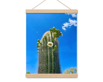 Saguaro Cactus Print Poster Wall Art Office Decor, Tucson Arizona Cactus Wildflowers, Small Spaces Home Decor