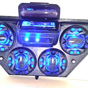 Golf Cart UTV Overhead Stereo Radio Console Bluetooth 4 Blue LED Speaker System!