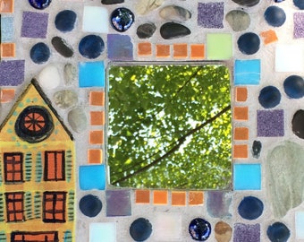 Mosaic mirror with Ceramic House Tile