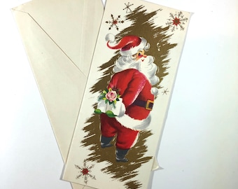 Vintage 1950s Santa Christmas Card Retro Holiday Card Unused Vintage Card
