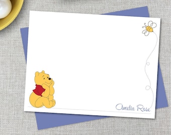 Personalized Stationery / Personalized Stationary / Winnie the Pooh Flat Note Cards / Children's Stationary / Baby Shower Thank You Cards