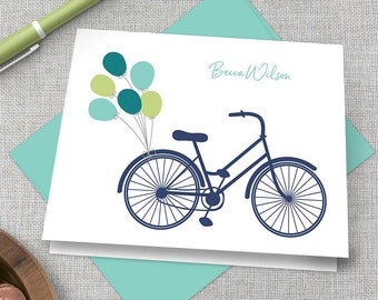 Personalized Bike Stationery / Personalized Bike Stationary Set / Custom Monogram Bicycle Stationary / Personalized Thank You Cards