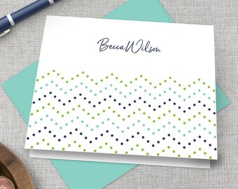 Personalisiertes Briefpapier / Personalisiertes Briefpapier Set / Polka Dot Chevron Briefpapier / Benutzerdefinierte Briefpapier / Monogramm Dankeschön Grußkarten