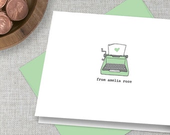 Personalized Stationery / Personalized Typewriter Stationary Set / Retro Typewriter Note Card / Custom Typewriter Thank You Note Cards