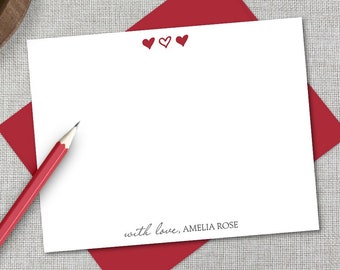 Personalized Stationery / Personalized Heart Stationary Set / Custom Heart Stationary / Cute Heart Flat Note Cards / Custom Note Card Gift