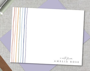 Personalized Stationery / Personalized Stationary / Custom Rainbow Stationary / Personalized Rainbow Thank You Notes / Flat Note Cards