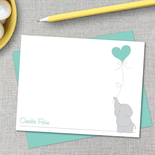 Personalized Stationery / Personalized Stationary / Custom Note Cards / Baby Elephant Personalized Stationary / Baby Shower Thank You Cards