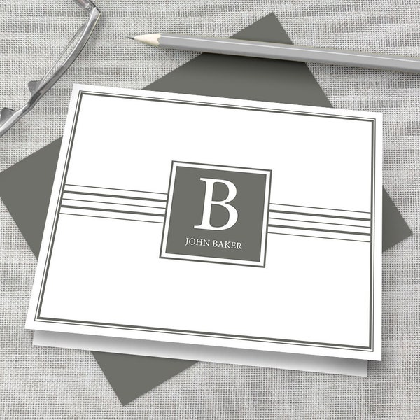 Men's Personalized Stationery / Men's Personalized Stationary / Men's Monogram Stationary / Men's Custom Stationary / Masculine Note Cards