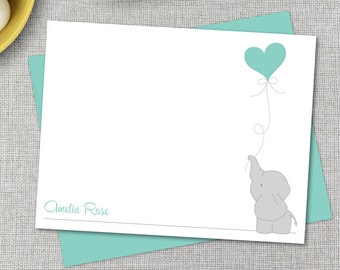 Personalized Stationery / Personalized Stationary / Custom Note Cards / Baby Elephant Personalized Stationary / Baby Shower Thank You Cards