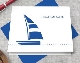 Personalized Boat Stationery / Personalized Boat Stationary Set / Custom Sailboat Stationary / Personalized Boat Thank You Card