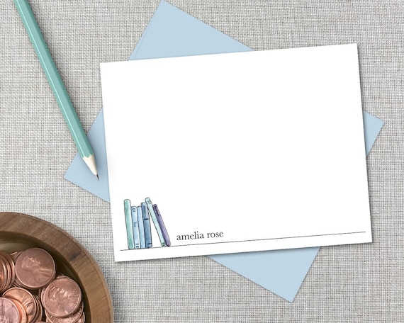 Personalized Book Stationery / Personalized Book Stationary / Custom Book Stationary / Personalized Book Thank You Note / Flat Note Card