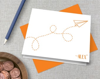 Personalized Stationery / Personalized Stationary Set / Paper Airplane Stationary / Children's Stationary / Personalized Thank You Cards