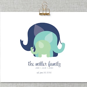 Baby Elephant Personalized Nursery Décor / Custom Nursery Print / New Baby Gift / Baby Shower Gift / Nursery Wall Décor / Elephant Art Print