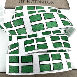 Nastro satinato monofacciale per bandiera della contea di Devon da 15 mm +1/2") al metro o al rotolo