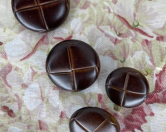Imitation brown Faux Leather - italian coat buttons in 3 sizes