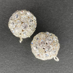 18mm round Silver or Gold 14mm coloured crystal diamanté ball button (also work for earings and other jewellery)