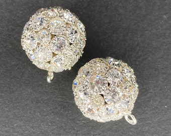 18mm round Silver or Gold 14mm coloured crystal diamanté ball button (also work for earings and other jewellery)