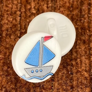 14mm Sailing Boat printed button ideal for kids clothing by Dill