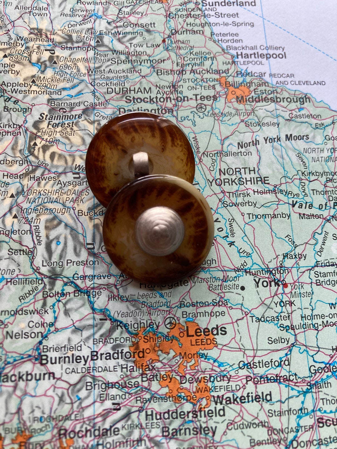 Tortoiseshell Effect Shank Italian Button With Silver Coloured Inset ...