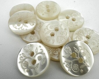 10 x 14mm Ivory White 2 hole button