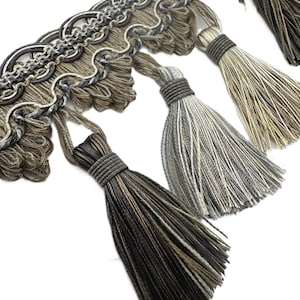 Venice Tassel Soft Furnishing Tassel Trim Cols:    Pistachio (green),  Vanilla, Violet, Atlantic, Cocoa