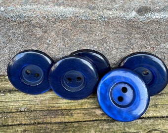 Mottled Navy/Royal Blue Buttons 23mm or 20mm sets of 5