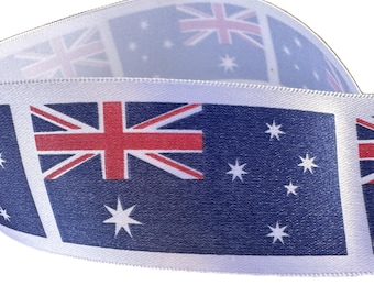 Australian Flag Satin Ribbon 35mm Wide, Patriotic Crafting, Gift Wrapping, Sewing Supplies