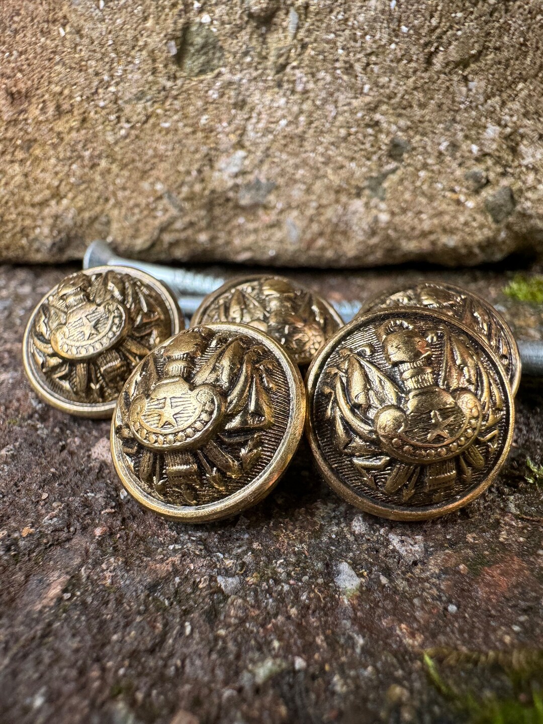 16mm Embossed Small Brass Shank Buttons - Etsy